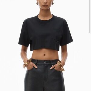 Alexander Wang cropped pocket tee in high twist jersey